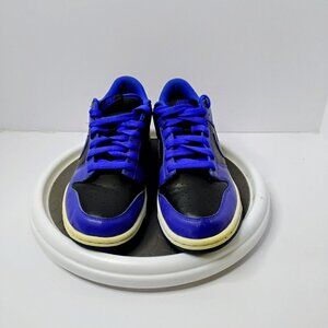 Nike Youth Dunk Low Black/Blue Sneakers Size 6.5Y EU 39 Leather/Mesh Casual Shoe